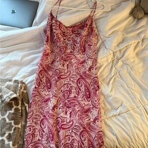 Vintage Pink Paisley Midi Dress